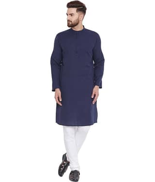 SKAVIJ Red Cotton Kurta Pyjama Set