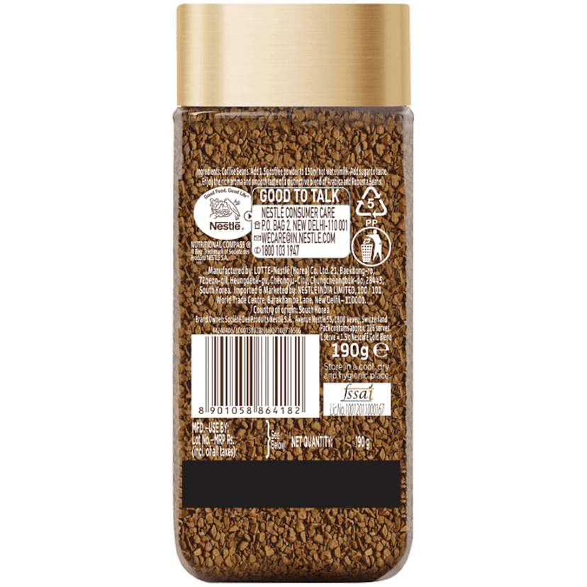 Nescafe Gold Blend Instant Coffee Powder - Arabica & Robusta Beans, 190 G Jar view 2