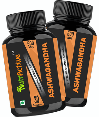 NutrActive Organic Ashwagandha Capsules 500mg 60 no.s Multivitamins Capsule Pack of 2