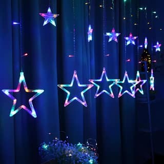 GLOWSERIE Multicolor LED Hanging Star String Lights with Transparent Acrylic Stars for Bedroom, Party, Wedding & Festival Décor