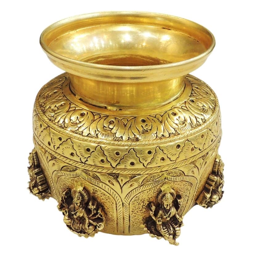Brass Ashta Lakshmi Puja Lota | Traditional Brassware, Height : 5 Inch (BSMAS1915 C) view 2