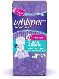 WHISPER DAILY LINERS PADS 20N