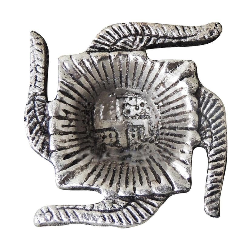 Aluminium Swastik Deepak Oil Lamp for Auspicious Diwali Decoration, Height : 0.5 Inch (ASMAS268 B) view 3