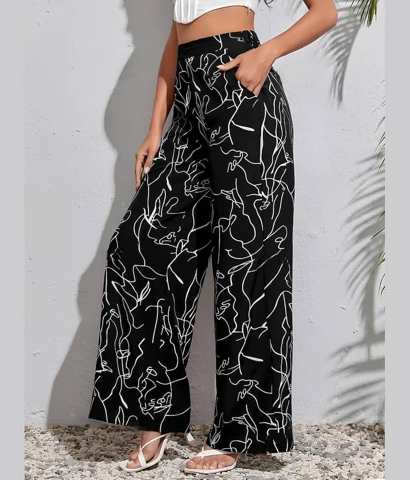 MULTIWA Pack of 1 Lycra Flared Women's Palazzos ( Black ) view 2