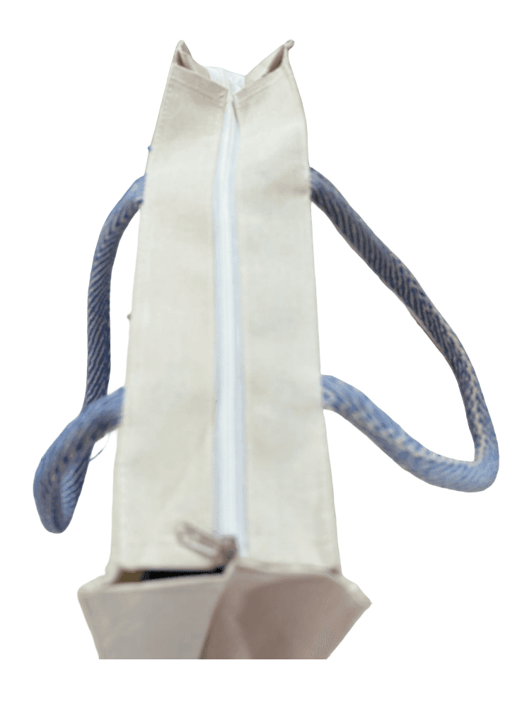 Designer Tote Bag with Floral Pocket and Rope Handles view 2
