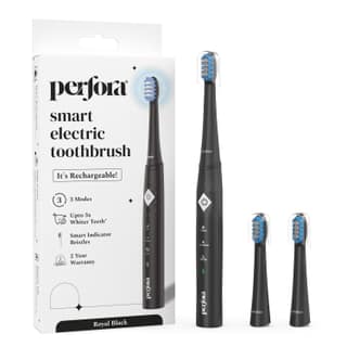 Perfora Rechargeable Electric Toothbrush|3 Brush Heads 30000 Vibrations Smart Indicative Bristles |3 Modes |2 Year Warranty Electric Brush,Electric Toothbrush For Men,Women & Kids - Royal Black