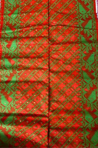 Cotton Jamdani Saree in Orange