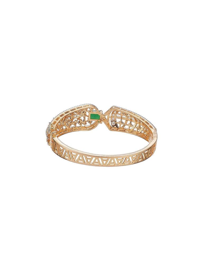 Gold Toned Green AD Zircon Studded Designer Kada Bracelet view 7