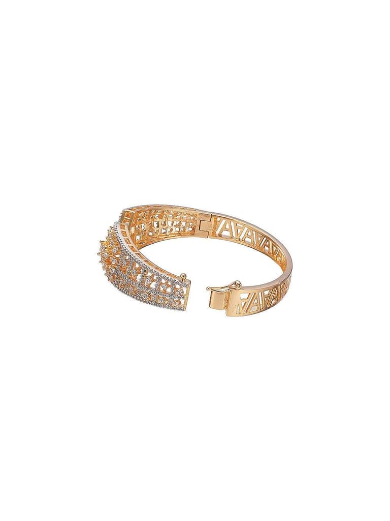 Gold Toned Green AD Zircon Studded Designer Kada Bracelet view 8
