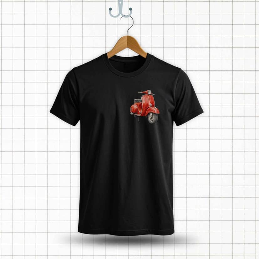 Trishoolin Vintage Red Scooter Theme T-Shirt | Design 20146MB | Cotton Regular Fit | Crew Neck / Round Neck Half Sleeve | Pack of 1 view 2