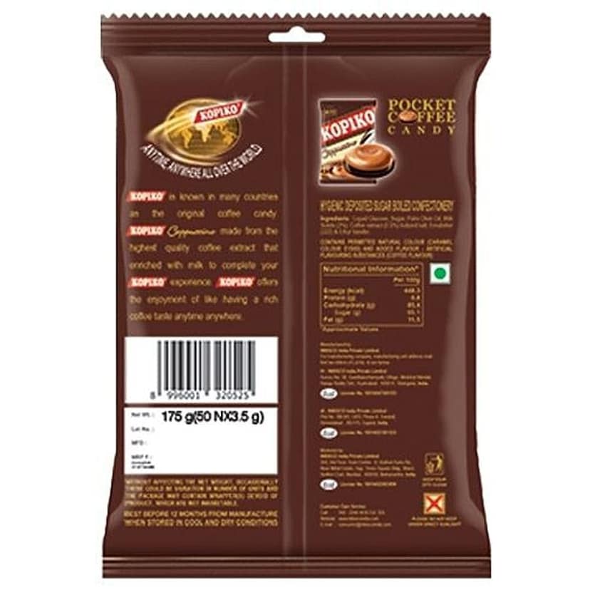 Kopiko Cappuccino Coffee Candy, World's No 1 Coffee Candy, Family Pack, 175 G (40 Pcs X 3.5 G Each) view 2