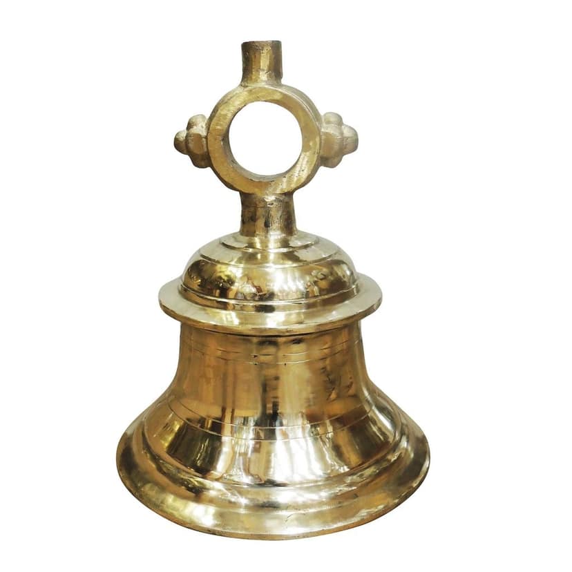 Brass Temple Hanging Ghanta, Hanging Bell, Ghanta 21 KG - Large Brass Ghanta for Temple Use, Height : 17 Inch (ZMAS493 R) view 2