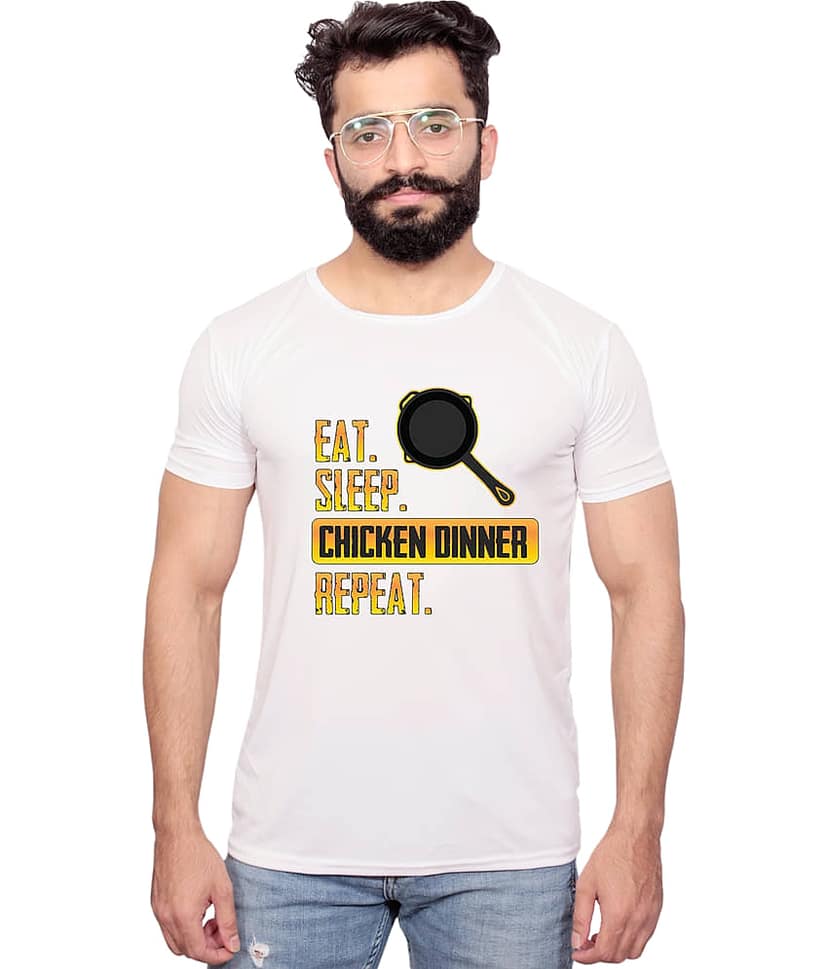 Nityanand Enterprises White Cotton Blend T-Shirt