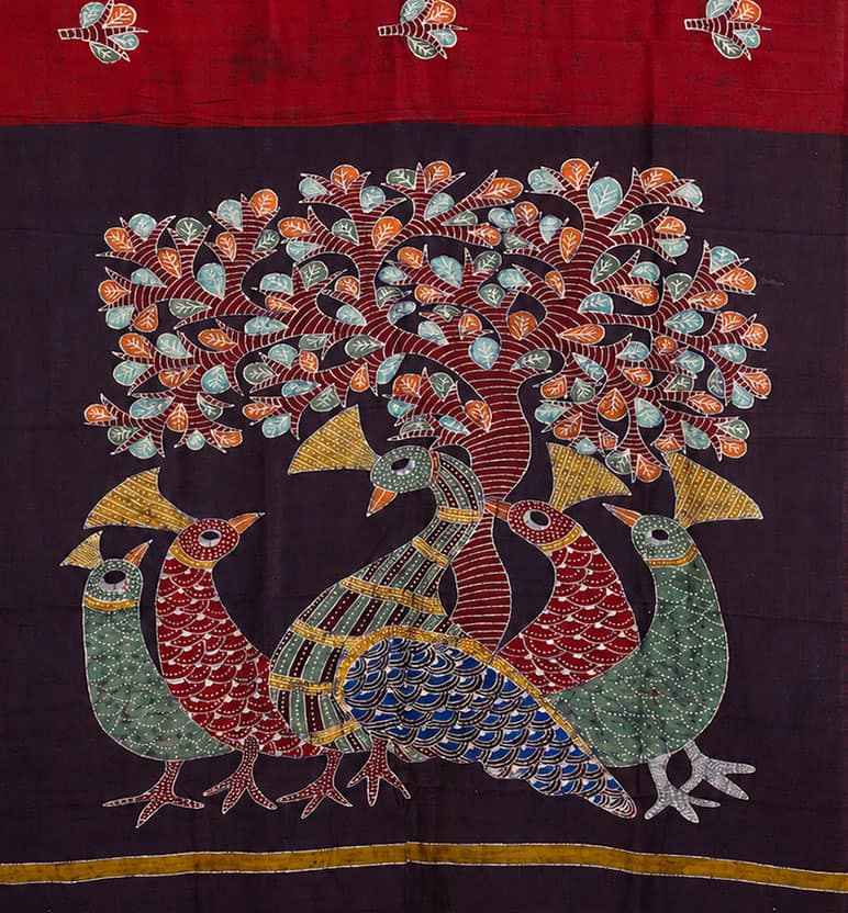 Handcrafted Batik Print Maheshwari Cotton By Silk Saree view 2