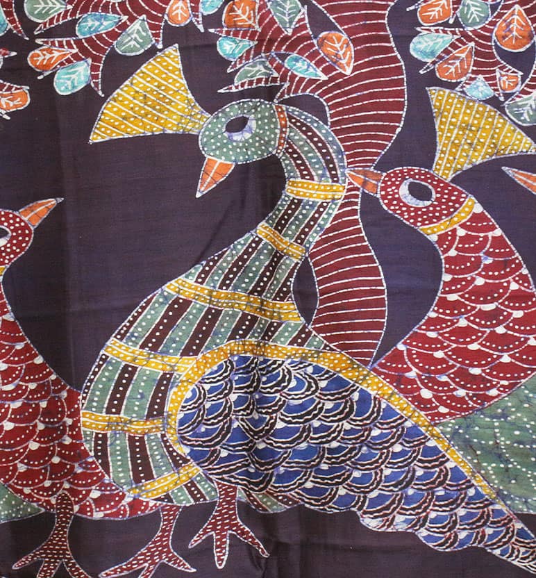Handcrafted Batik Print Maheshwari Cotton By Silk Saree view 5