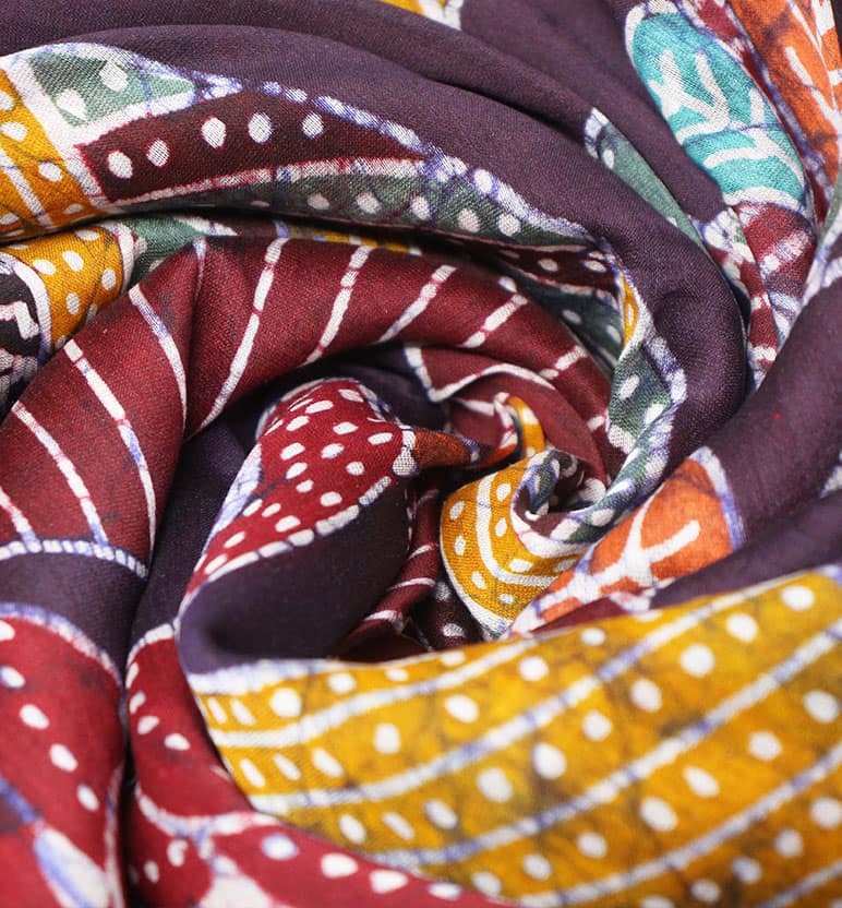 Handcrafted Batik Print Maheshwari Cotton By Silk Saree view 6
