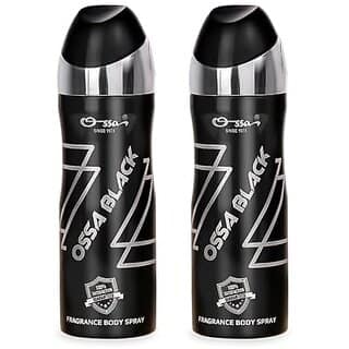 Ossa Black Body Spray For Men Ambery Woody And Citrusy Long Lasting Aroma 200ml Each (Pack of 2)