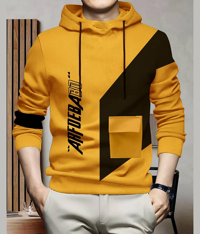 AOOSH Cotton Blend Regular Fit Printed Full Sleeves Men's Hooded T-Shirt - Teal Blue ( Pack of 1 )