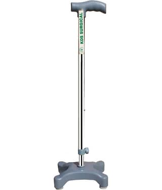 KDS SURGICAL Quadripod 4 Leg Chroome Plastic Base Steel Walking Sticks