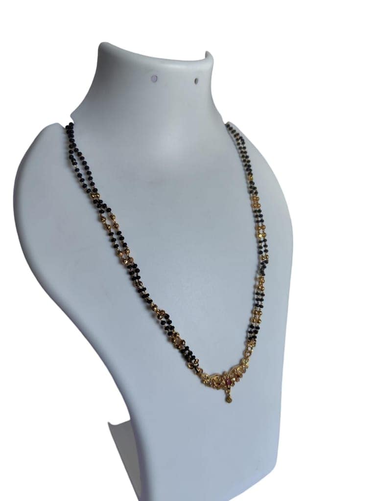 Black Beads Mangalsutra Traditional Indian Gold Plated Wedding Necklace for Women view 2