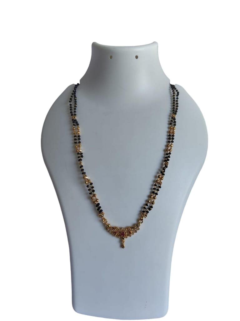 Black Beads Mangalsutra Traditional Indian Gold Plated Wedding Necklace for Women view 4