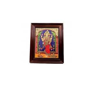 POOMPUHAR Handmade Wooden Tanjore Painting Grahalakshmi (12X10 INCH without Frame Size, Gold)