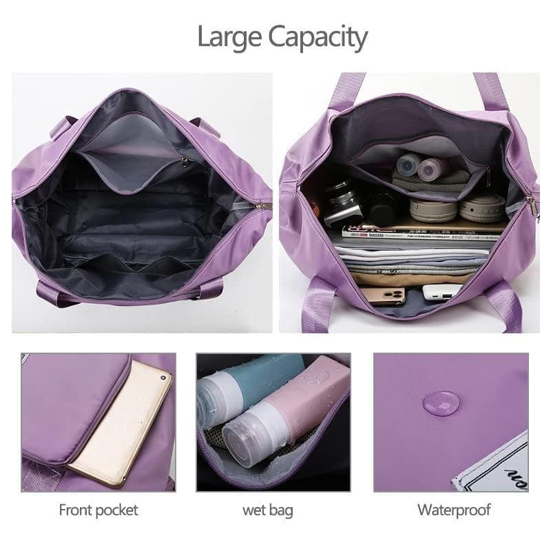 SPARROWFLY Foldable Travel Duffle Bag for Women Lightweight Waterproof Luggage Bag for Travel (40 x 23 x 45cm) (Light Purple) view 3