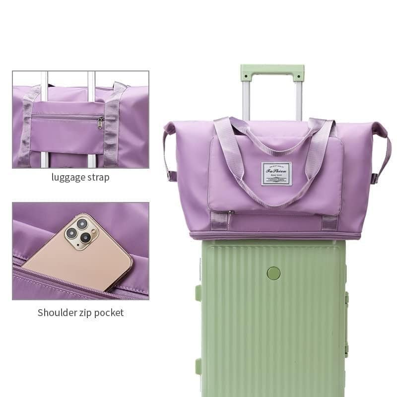 SPARROWFLY Foldable Travel Duffle Bag for Women Lightweight Waterproof Luggage Bag for Travel (40 x 23 x 45cm) (Light Purple) view 4