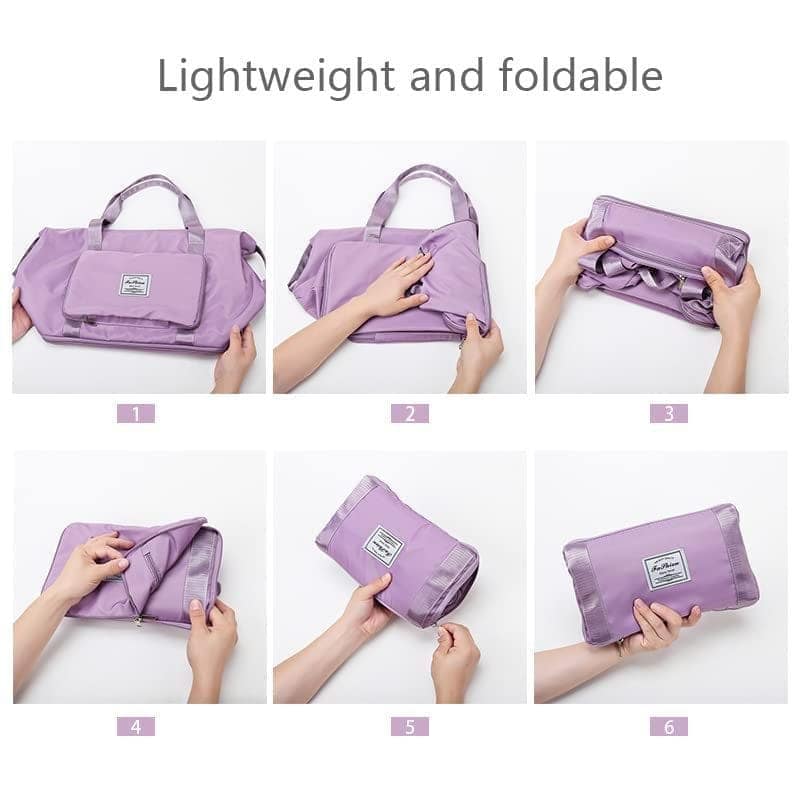 SPARROWFLY Foldable Travel Duffle Bag for Women Lightweight Waterproof Luggage Bag for Travel (40 x 23 x 45cm) (Light Purple) view 6