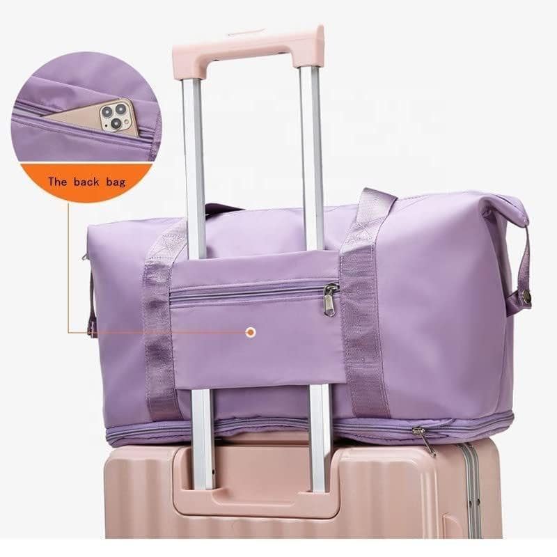 SPARROWFLY Foldable Travel Duffle Bag for Women Lightweight Waterproof Luggage Bag for Travel (40 x 23 x 45cm) (Light Purple) view 8