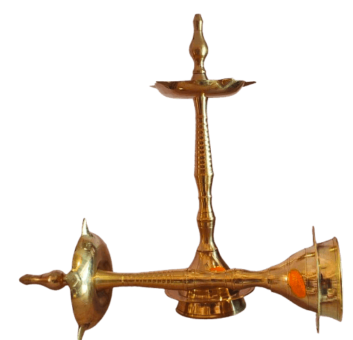 A pair of brass oil lamps with a traditional design view 3