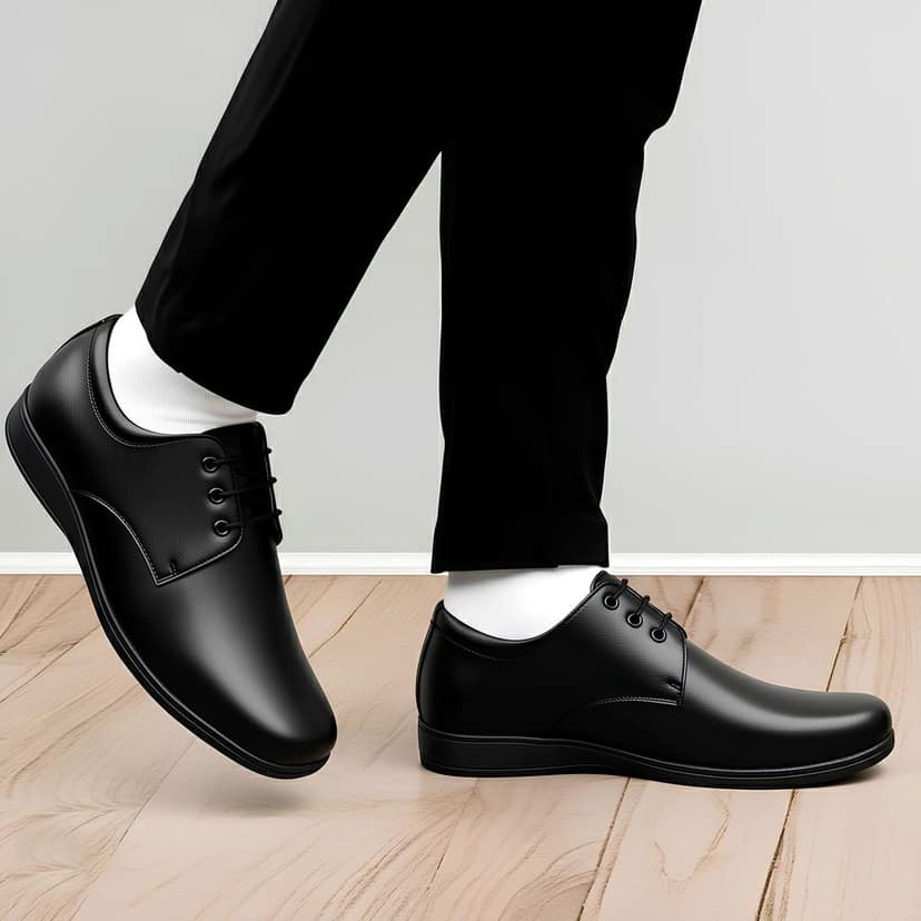 WUGO::Latest Premium Men Formal Shoes | Classic Black Derby Lace-Up Office Wear Footwear | Stylish Comfortable Business Shoes with Durable Sole for Men’s & Boys