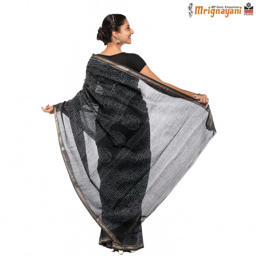 HANDLOOM MAHESHWARI SILK SAREE WITH BLOUSE (SKU - 3I0102030422, SAREE-1062) view 4