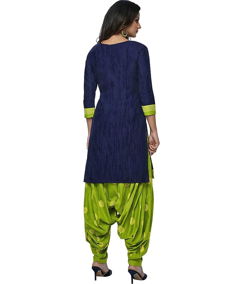 Reya Blue Crepe Unstitched Dress Material - view 2