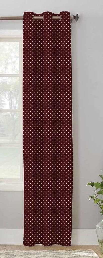 AIRWILL, Cotton Polka Dots Pattern Door - 4x7ft Curtains - (Pack of 2 pcs) - Maroon view 2