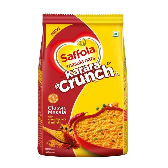 Saffola Masala Oats Karara Crunch, Tasty Evening Snack, Classic Masala Pouch (500 g)