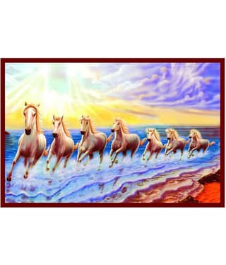 wallpics Seven Running Horses Waterproof Sticker Vinyl Photo Wall Poster Without Frame