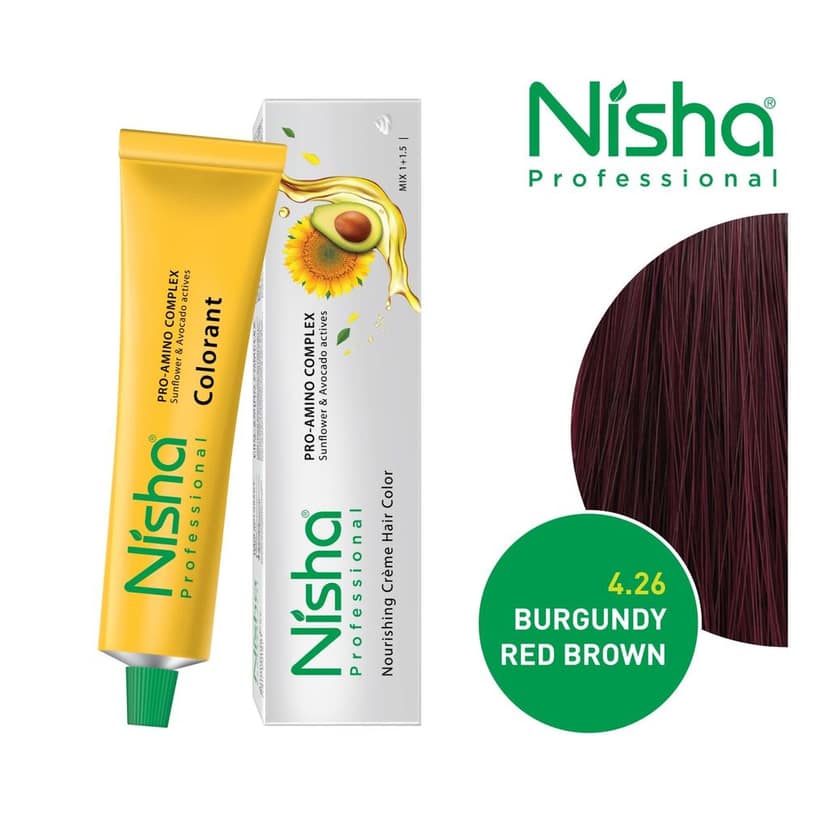 Nisha Professional Creme Hair Color 4.26 Burgundy Red Brown 100g, Permanent Hair Colour, Professional Salon Hair Colour view 3
