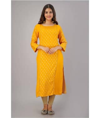 FABRR - Red Rayon Women's Straight Kurti ( Pack of 1 )