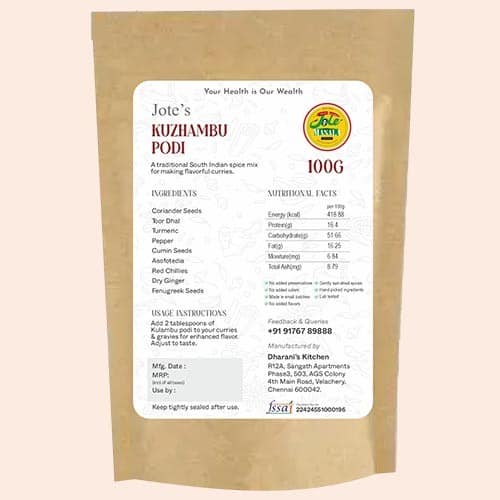 Jote Masala Kuzhambu Podi 100 Gms view 3