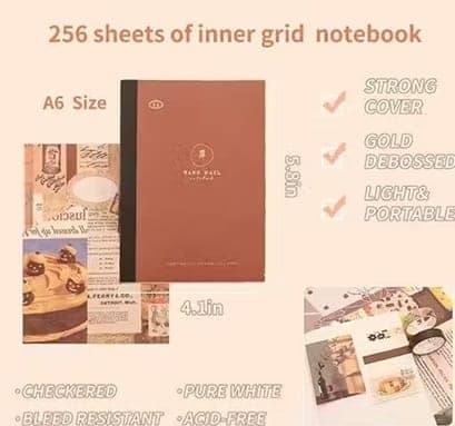 346 Pcs Vintage Journal Scrapbook Kit – Aesthetic Stickers, DIY Craft Paper Pack for Journaling, Planners & Scrapbooking (Cocoa Brownie Beige)