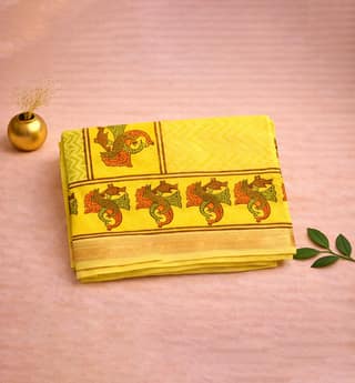 Block print gond art maheshwari saree