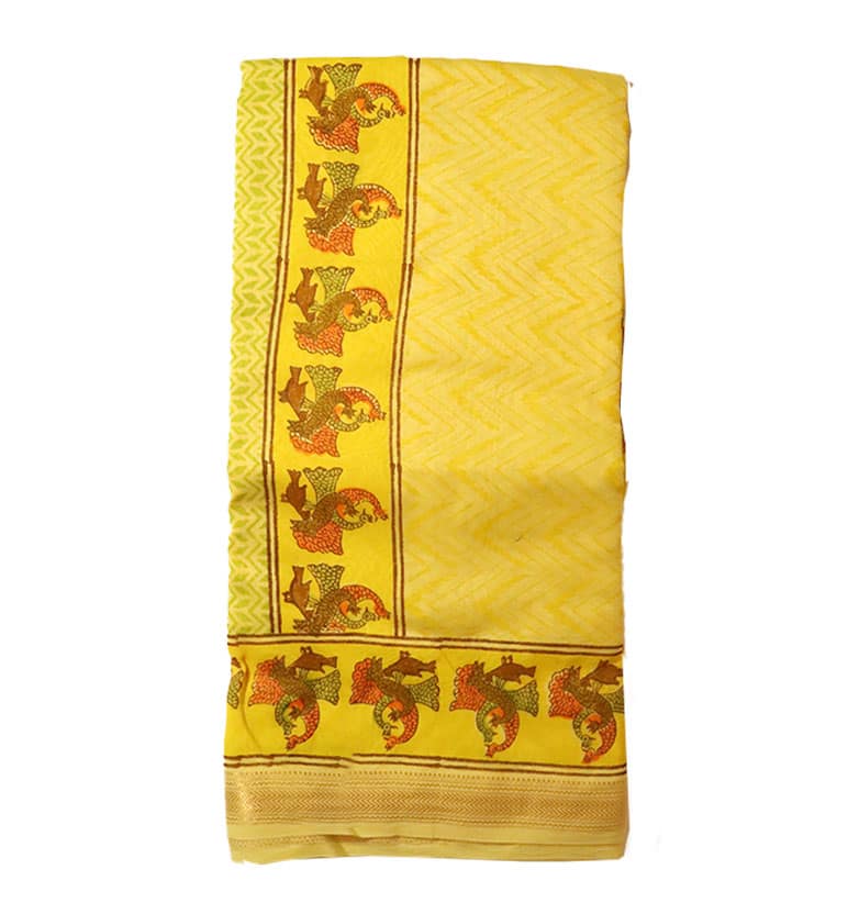 Block print gond art maheshwari saree view 5