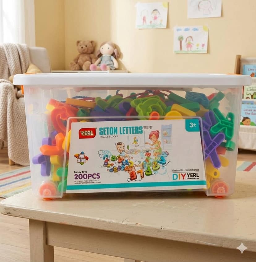 VTTOYS 200 Pcs colrful letters and Number set with storae Box