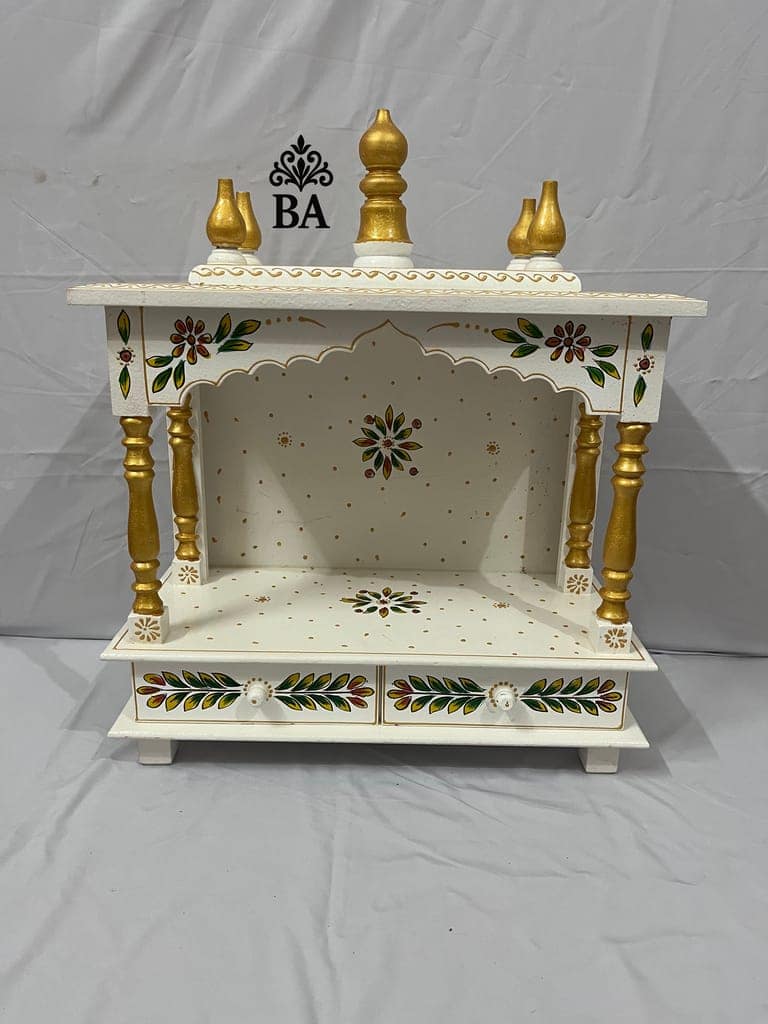 Traditional Wooden Temple Handmade Home Mandir Solid Wood Temple for Home