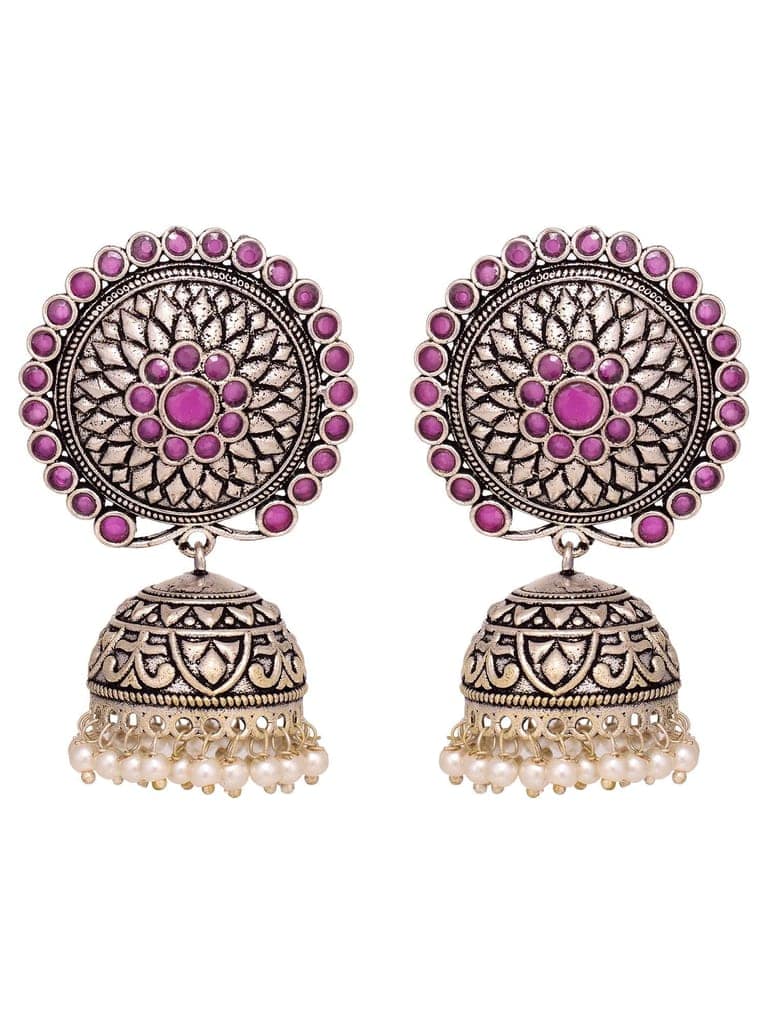 Silver Plated Contemporary Jhumka Earrings view 2