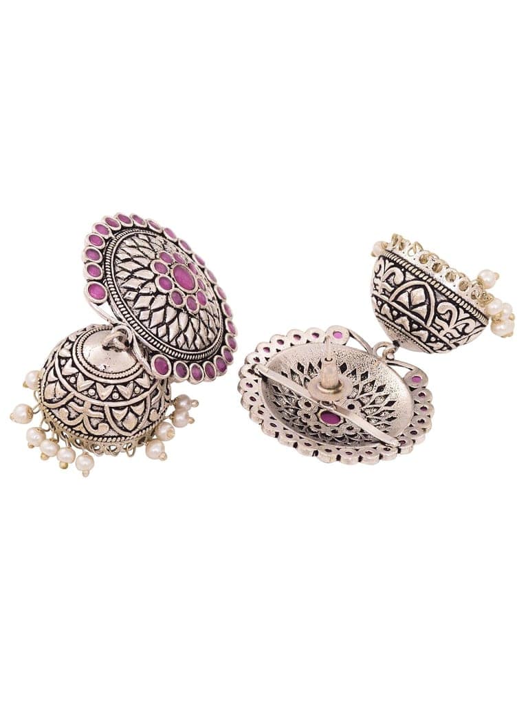 Silver Plated Contemporary Jhumka Earrings view 3