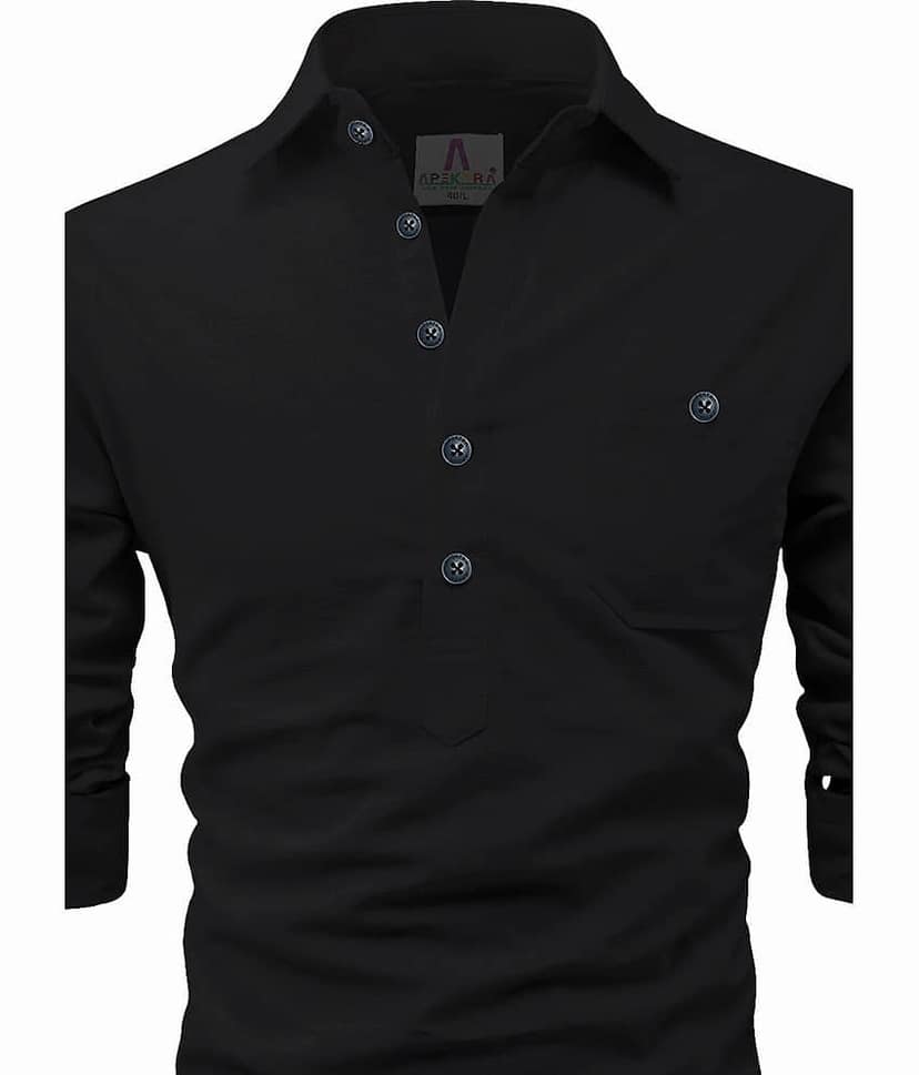 Apektra Peach Cotton Men's Shirt Style Kurta ( Pack of 1 ) view 2