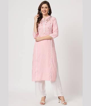 AMIRA'S INDIAN ETHNICWEAR - Pink Viscose Women's Straight Kurti ( Pack of 1 )
