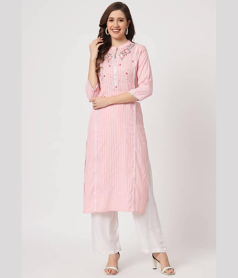AMIRA'S INDIAN ETHNICWEAR - Pink Viscose Women's Straight Kurti ( Pack of 1 )